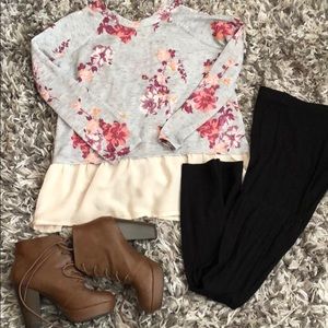 Long sleeve, shoulder-less top